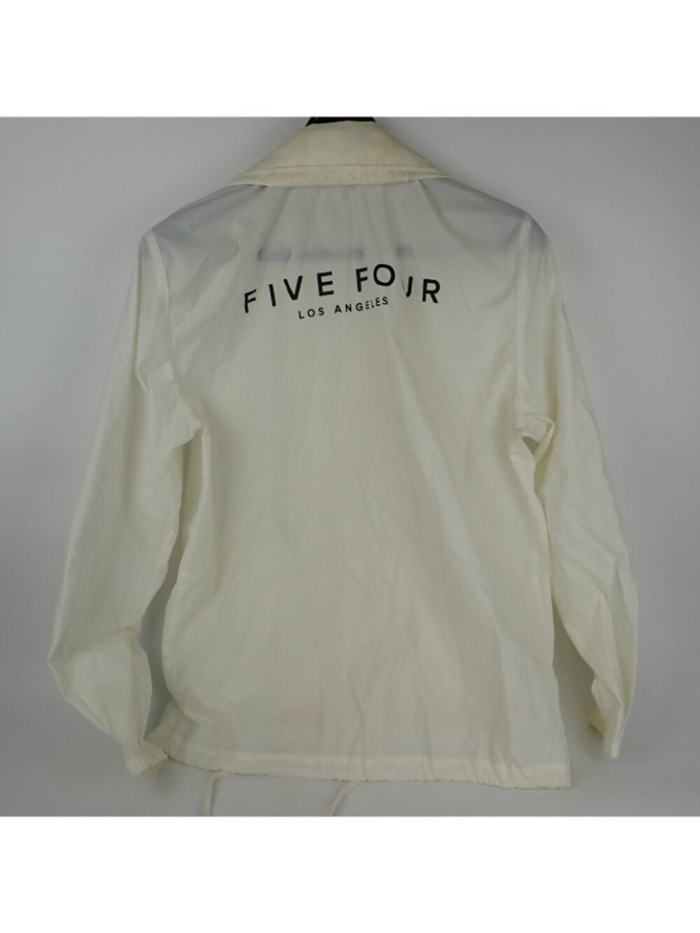 Five Four Men’s Large White Hooded Windbreaker Jacket Button Front Lightweight - Picture 2 of 5